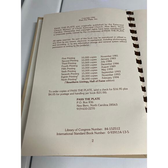 Pass the Plate Cookbook 1981 Christ Episcopal Church New Bern NC Spiral - Picture 7 of 9